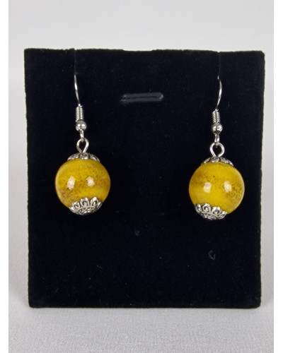 Boucles d'oreilles boule jaune