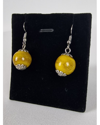 Boucles d'oreilles boule jaune