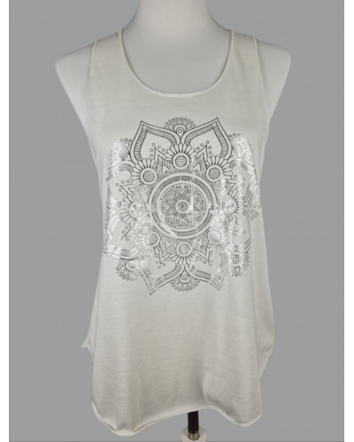 Top blanc mandala argent