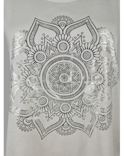 Top blanc mandala argent