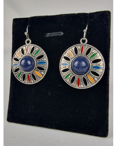 Boucles d'oreilles ethnique Bleu A