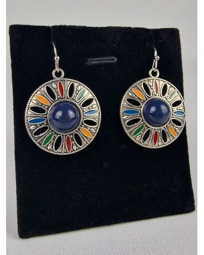 Boucles d'oreilles ethnique Bleu A