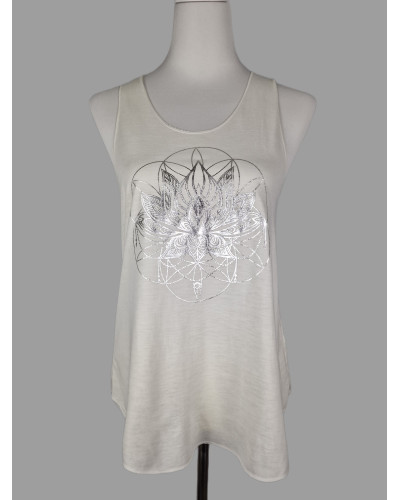 Top blanc Lotus argent