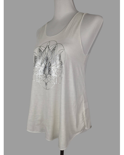 Top blanc Lotus argent